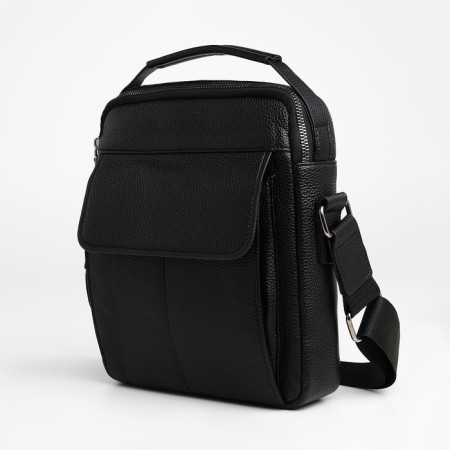 Male bag over the shoulder, Textura, 2 external pockets, black color-4