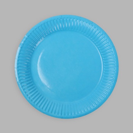 Disposable plate plate monophonic, blue color (18 cm)-2