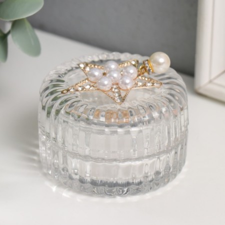 Casket glass "Star with pearls" 6.5x6.5x5 cm-2