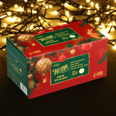 Garland “thread” 20 m, IP44, dark thread, 200 LED, glow warm white, 8 modes, 220 V-2