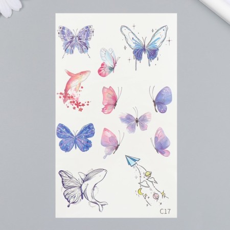 Tattoo on the body color "delicate butterflies" 18x11 cm