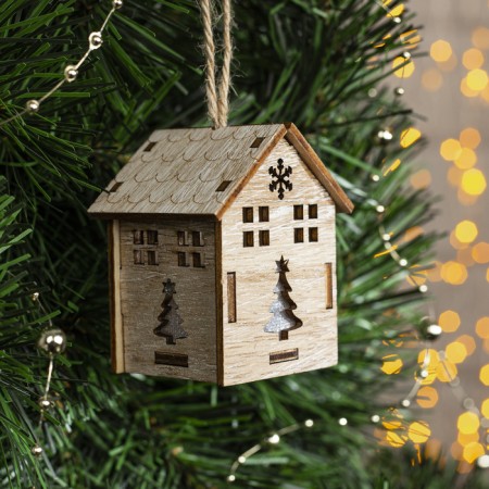 Christmas tree toy "House with a Christmas tree", from batteries, glow warm white-1