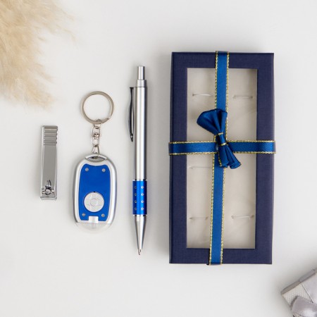 Gift set 3v1 (pen, nippers, blue flashlight) mix