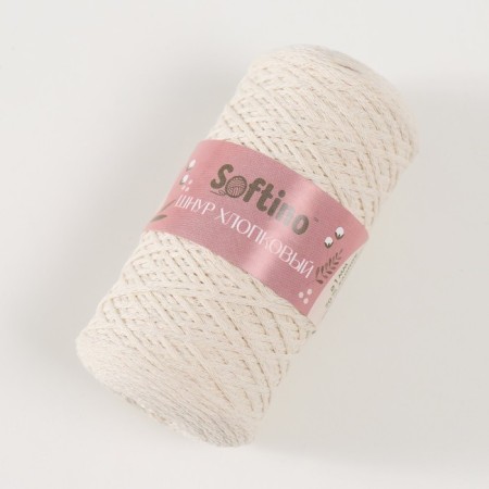 Knitting cord without a core 70% cotton, 30% polyester 1mm 200m/60 ± 10g (02-milk)-1