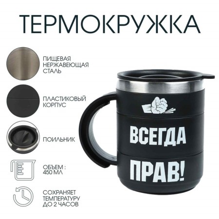 Thermal circle, 450 ml, campaign "Master K. Rights", retains heat 2 hours, 12.5 x 10.5 cm