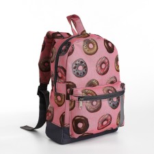 Baby backpack with zipper, external pocket, reflective strip, pink color