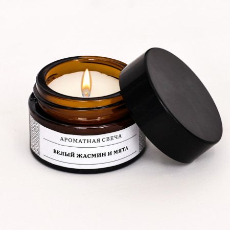 Aromatic candle in the bank "White Jasmine and Mint", soy wax, 12 g-2
