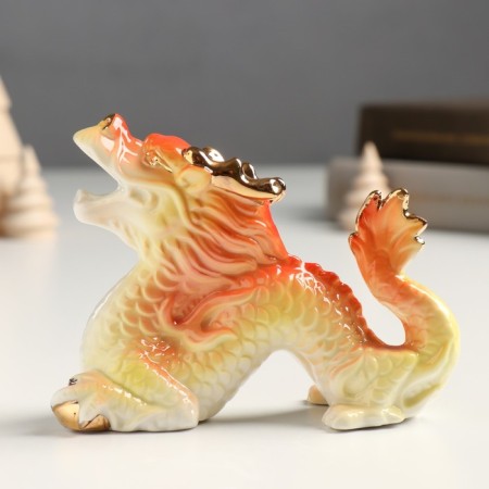 Souvenir Ceramics "Chinese Fiery Dragon - Ryk" with gold 5x12x9 cm
