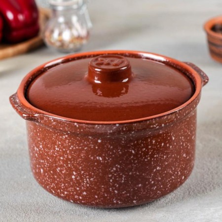 Social-sized pot “Brown marble”, 1.5 liters