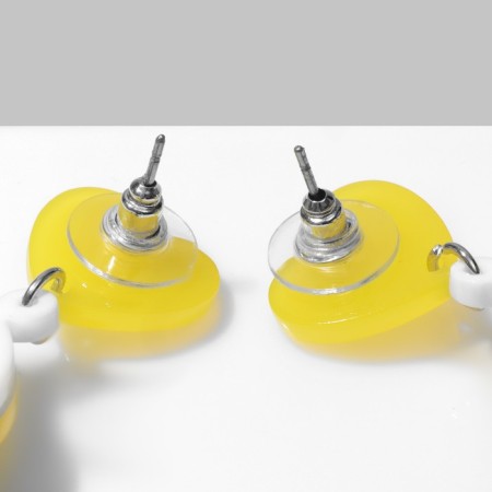 Acryl Earrings "Bears" on the Moon, the color is yellow-green in silver-2