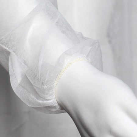 Surgical robe with sleeves on an elastic band - 20 g/m2, size: xxl, 110x140cm, white-3