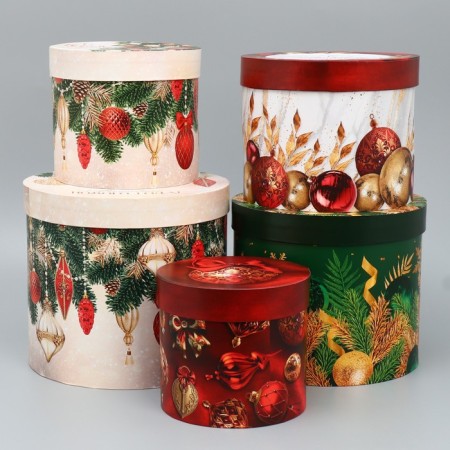 A set of gift boxes 5 in 1 “Classic New Year”, 13 x 14–19.5 x 22 cm, New Year-1