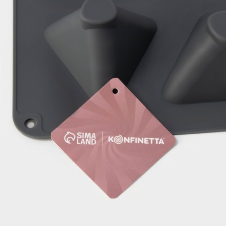 Form for baking and mousse desserts Konfinetta "Rafael", silicone, 28.5 × 21.5 × 5 cm, 6 cells (7 × 4.9 cm), color gray.-5