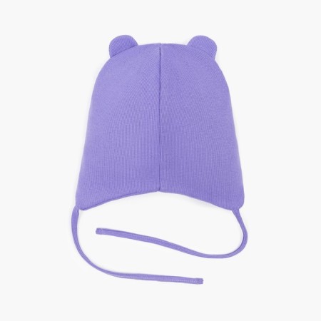 Knitted hat for girls, lilac color/heart, size 50-54-3