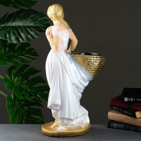 Figure with a pot "Girl with a basket" Persik / gold, 1l / 30x64x32cm-3