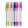 A set of ballpoint pens, 10 colors, a transparent body, with colored caps