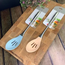 Silicone spoon lenardi, with slots, 32 cm, mix color