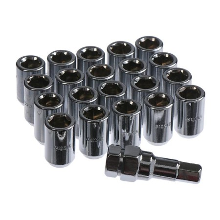 Wheel nuts m12x1.5, l = 33 mm, under the hexagon, cone, 20 pcs + key, chromium, h-98-01117