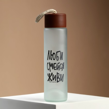 Water bottle "Love, laugh, live", glass, color mix, 350 ml-14