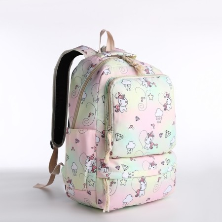 A backpack with a zipper, bag, cosmetic bag, pink color