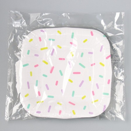 Disposable plate paper square "festive" white, 16.5x16.5 cm-4