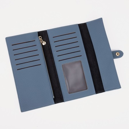Women's wallet on the button, blue color-2