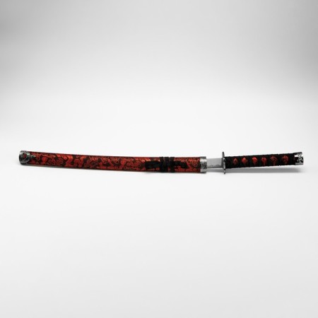 Souvenir weapon "Katana", a red floral pattern on the scabbard, 70 cm-2