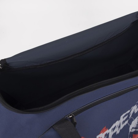 Road bag with a zipper, shoes, external pocket, long belt, blue color-2