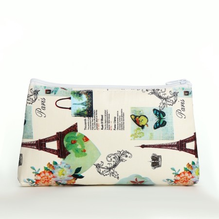 Lightning cosmetic bag, gray-beige color-1