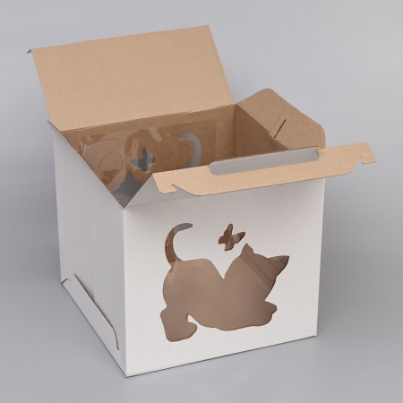 Confectionery packaging "kitten", 2 windows, white, 35 x 35 x 31 cm-3
