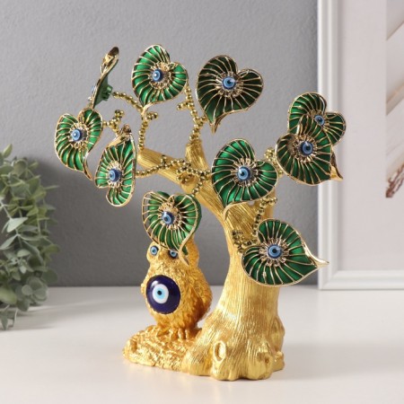 Souvenir from the evil eye "Tree with cerebral flowers, with owl" 7x13x22.5 cm-3