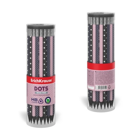 Chernographic pencil with Erichkrause "Dots", HB, Grifel D = 2.2 mm, plastic, three -sided in a tube, mix-3