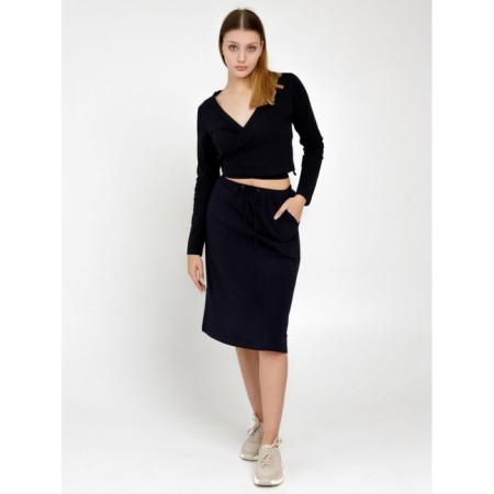 Female skirt, size 48, dark blue color-5