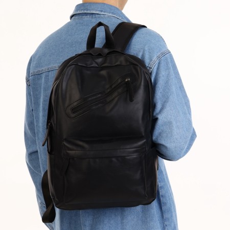 City backpack of artificial leather with lightning, 3 pockets, black color-6