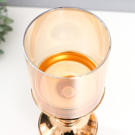 Summary metal, glass per 1 candle "Titsino" D-6 cm, gold 11.5x11.5x38 cm-3