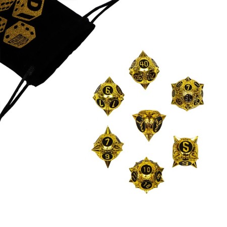 Cubes set for D&D (Dungeons and Dragons, DND) "Game time", Series: D&D, 7 pcs, gold
