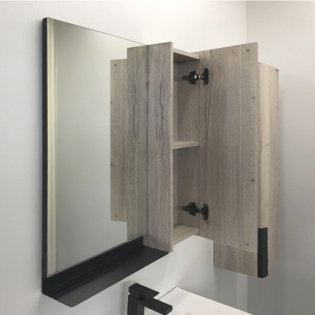 Mirror Comfort Comforty Bonn 75 for the bathroom, color graphite/oak smoky-5