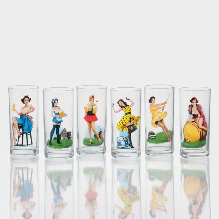 A set of glasses PIN-UP Girls, glass, 280 ml, 6 pcs, mix