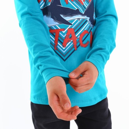 Longslit for a boy, turquoise color, height 128 cm-3