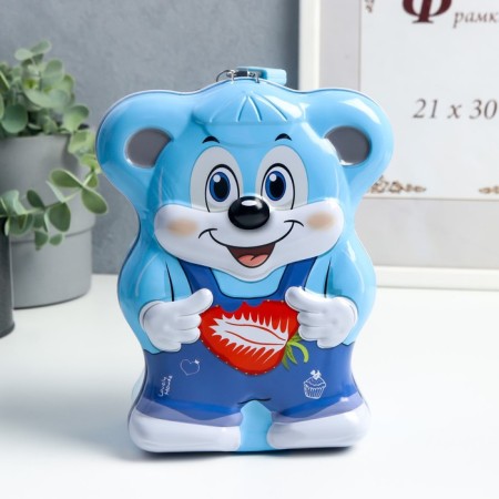 Piggy bank Metal with a lock "Mouse with fruit" MIX 13.5x7x18 cm-1