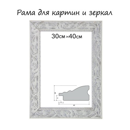 Frame for paintings (mirrors) 30 x 40 x 4 cm, tree "Versailles", white-silver