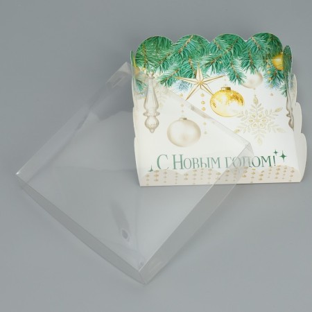 Box for confectionery products with PVC “Happy New Year!”, 13 x 13 x 3 cm, New Year-4