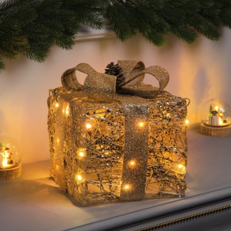 LED figure "Gift" 29x20x20 cm, 20 LED, AAX3 batteries (not in the kit), glow warm white