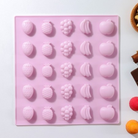 Form for marmalade Dolyana Fruit Paradise, 22.5 × 23.5 × 1.5 cm, 25 cells, pink color