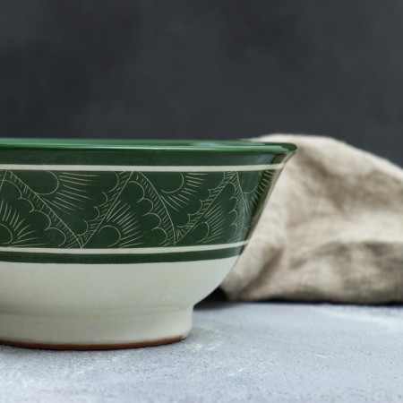 Rishtan ceramics "Patterns", 18 cm, large, green-3