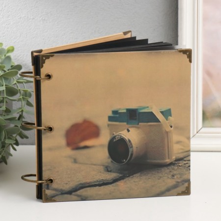 Photo album on rings 30 sheets "camera on the tile" Black sheets 18x18 cm-4