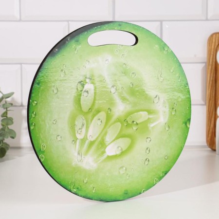 Board cutting and serving round kitchen "cucumber in context", 25.5 cm-1