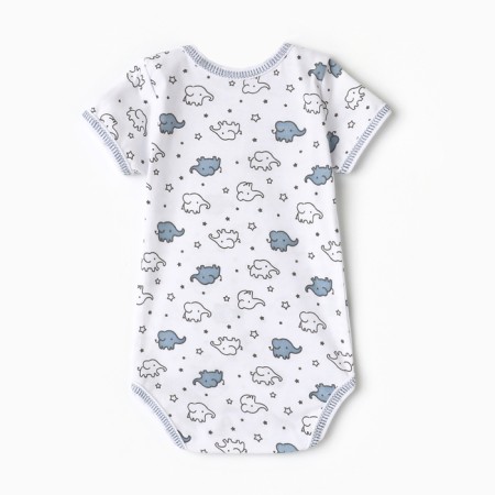 Body baby with short sleeve, white color/elephants, height 62-4