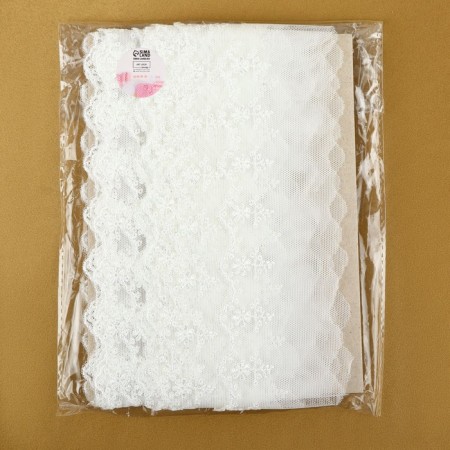 Lace on a grid, 65 mm × 9 ± 0.5 m, white color-2