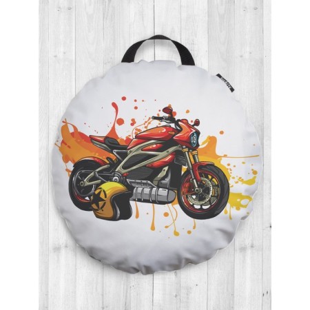 Pillow Siddle "Racing on a motorcycle", decorative, d = 52 cm